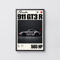 Vintage Porsche 911 GT3 R Print, Racing Car Art