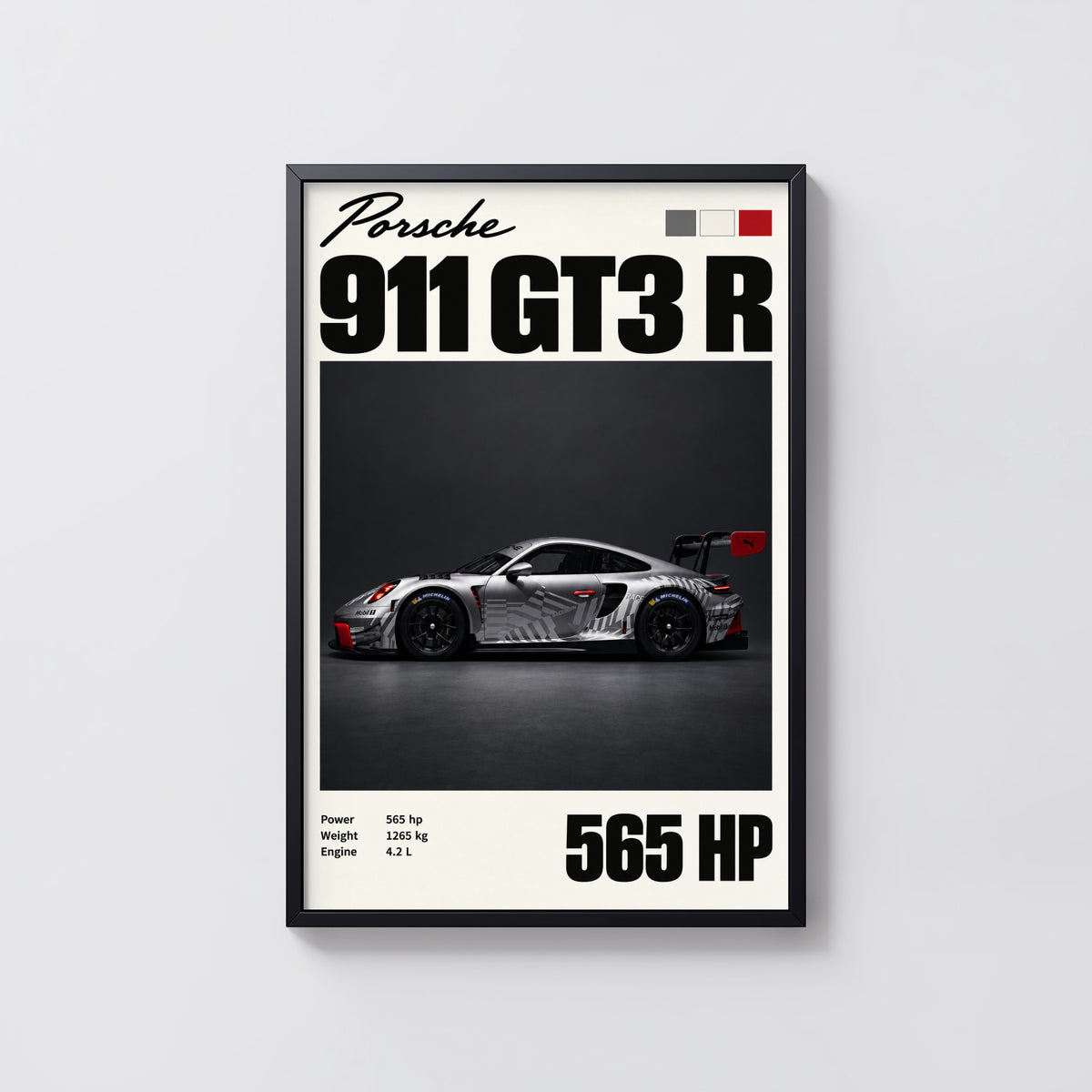 Vintage Porsche 911 GT3 R Print, Racing Car Art
