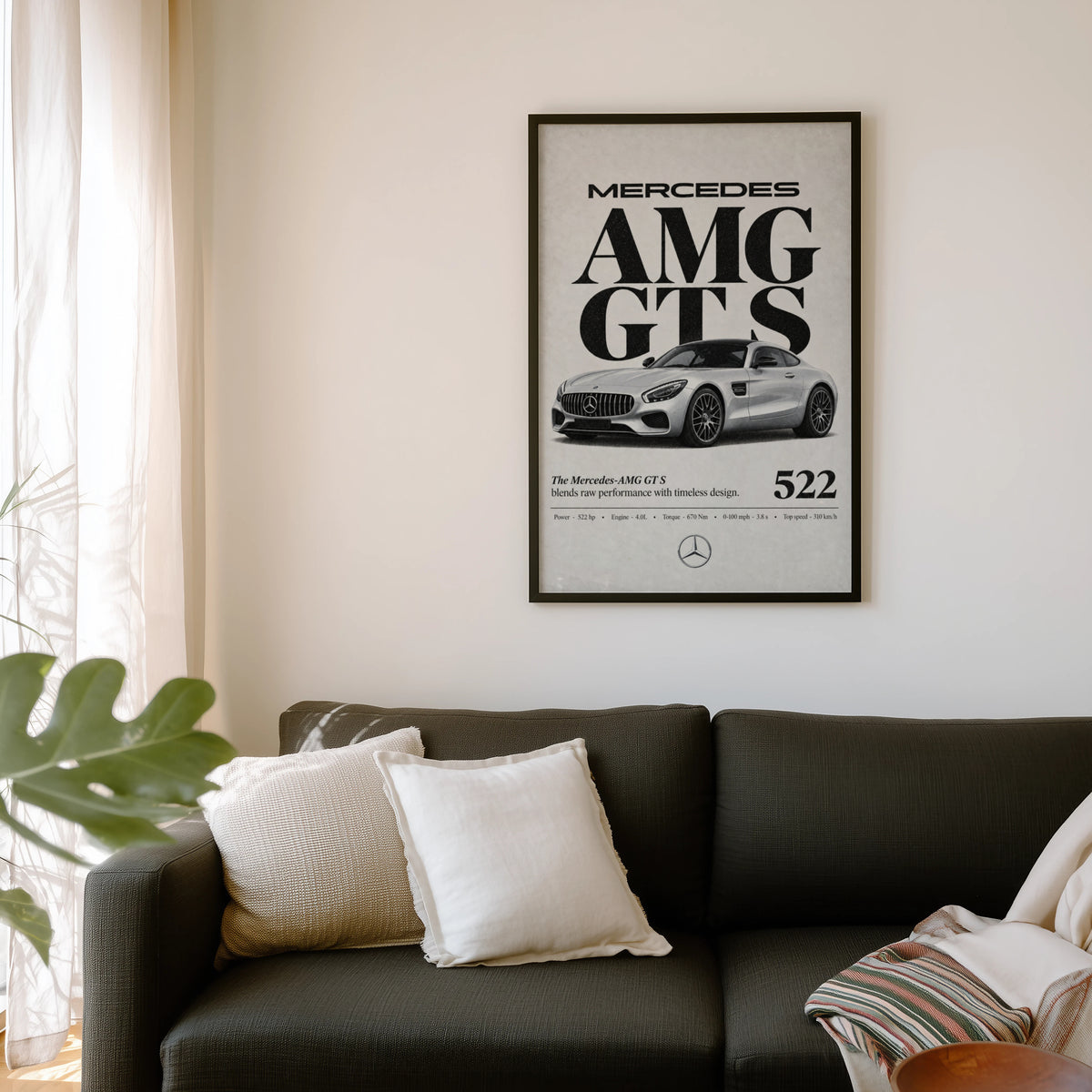 Vintage Mercedes AMG GT S Print, Car Wall Art