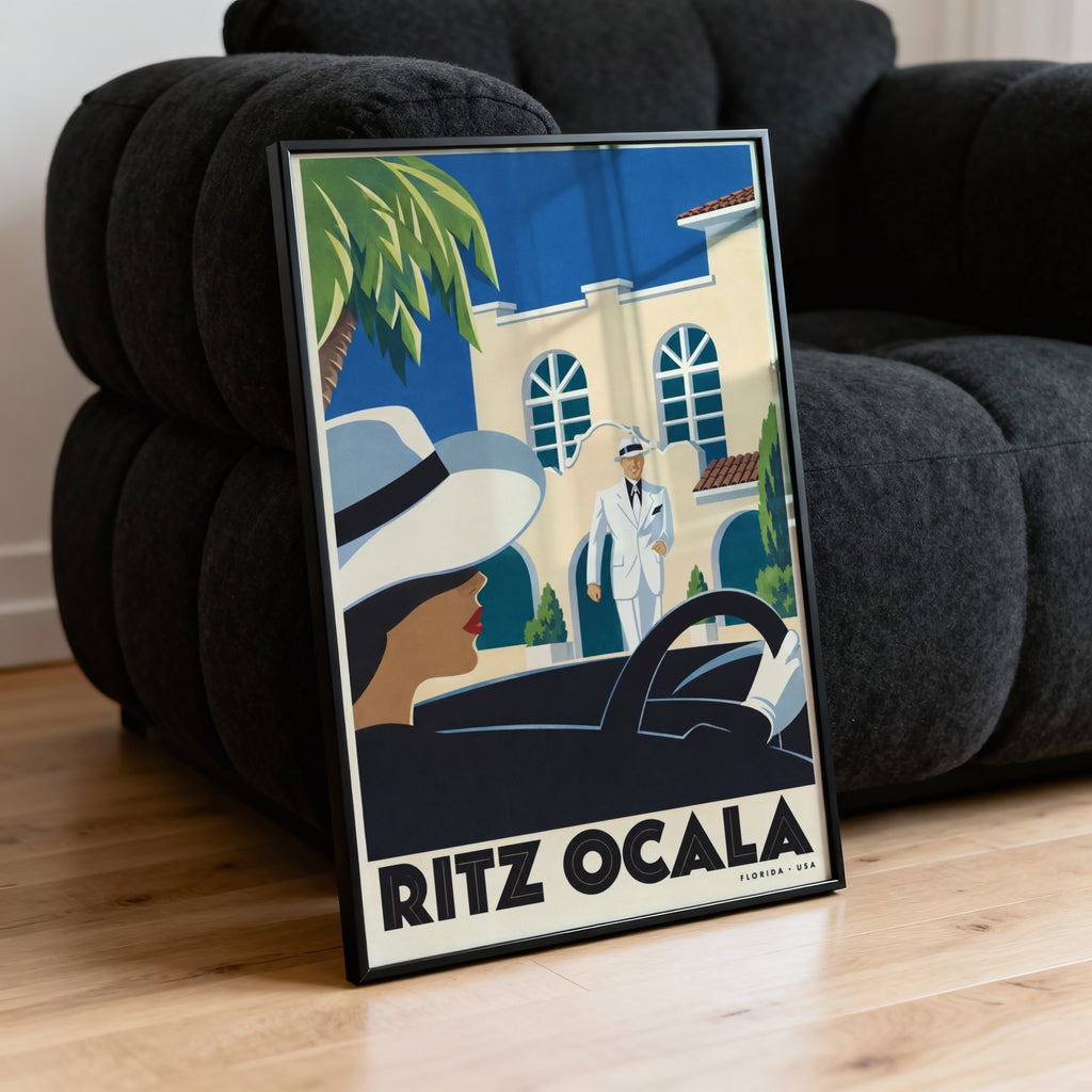 Vintage Ocala Florida Poster, Art Deco Wall Art, Hotel Print