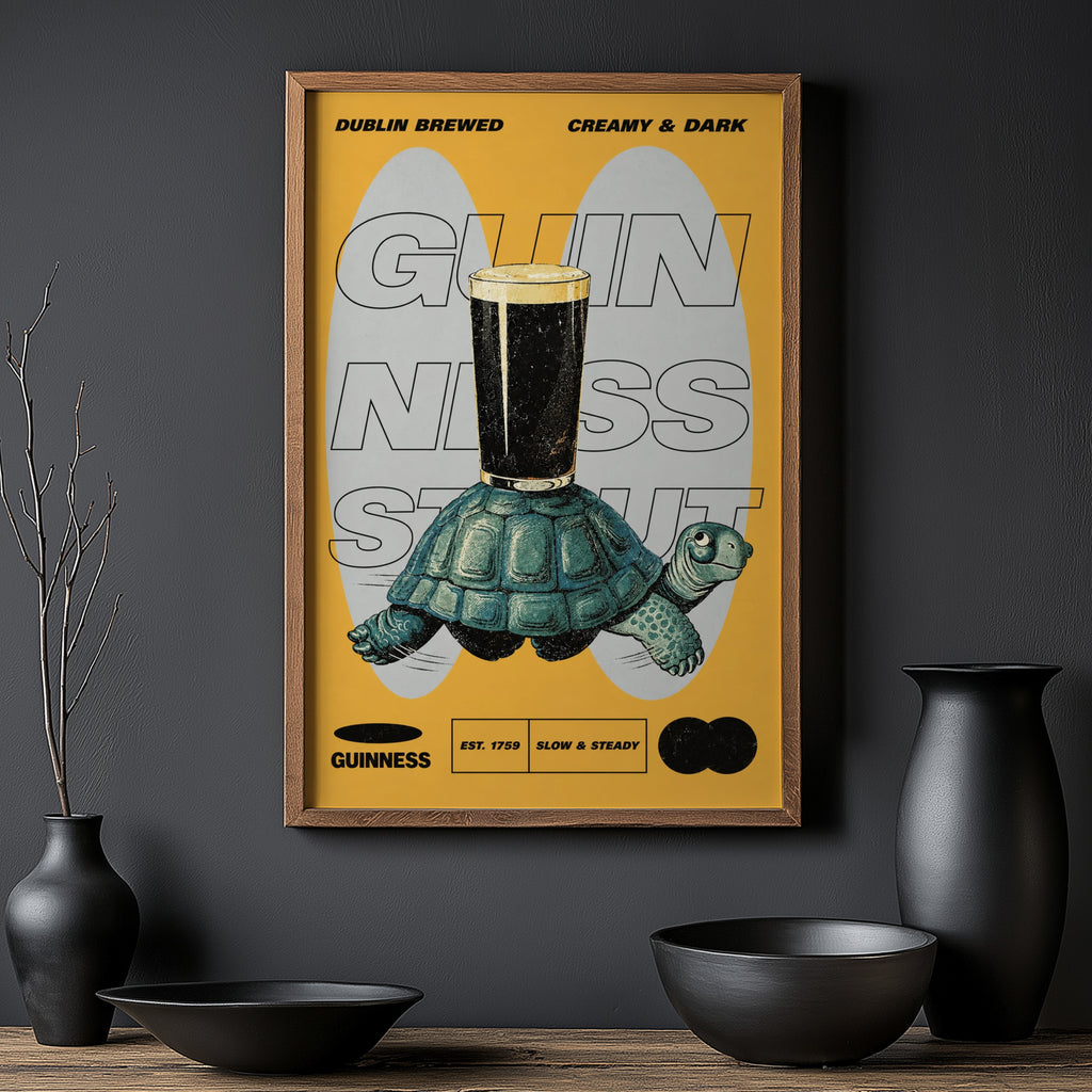 Vintage Guinness Beer Print, Turtle Pub Poster