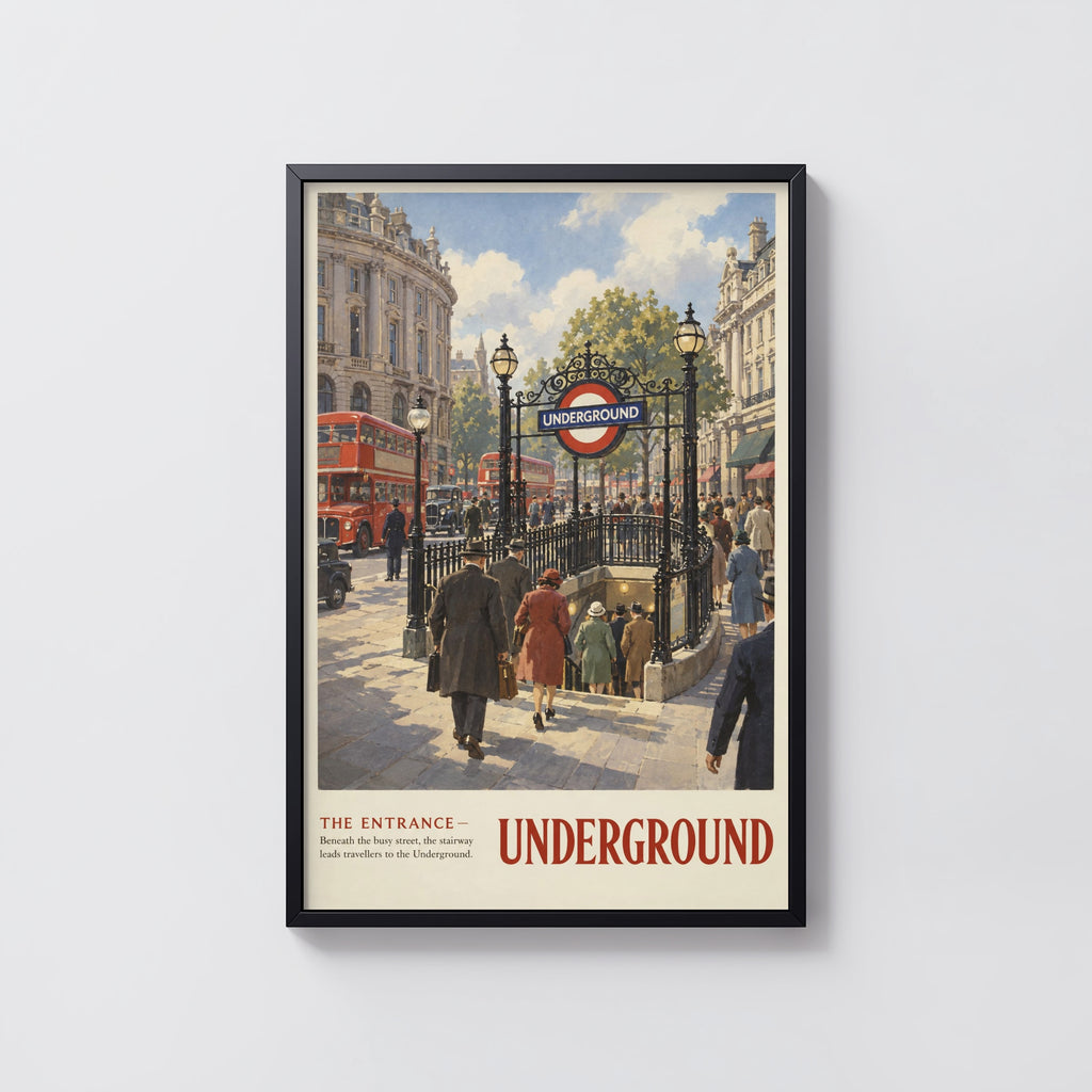 Vintage London Underground Poster, Street Wall Art Print