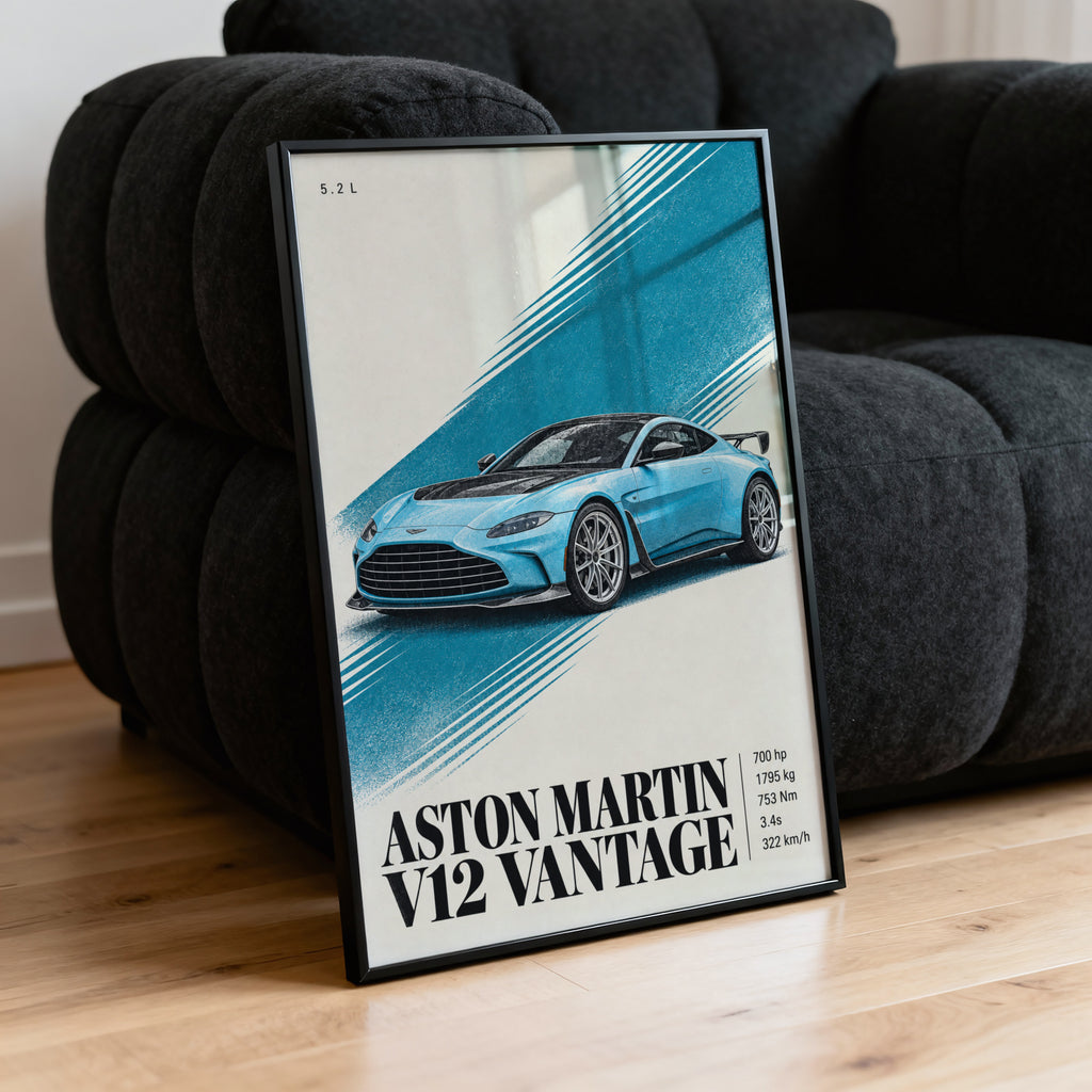Vintage Aston Martin V12 Vantage Print, Car Art
