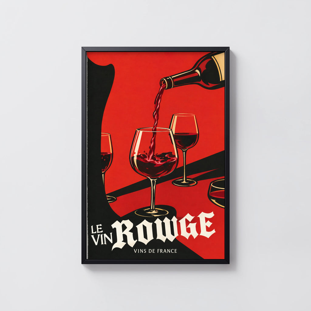 Vintage Red Wine Print Poster, French Wall Art
