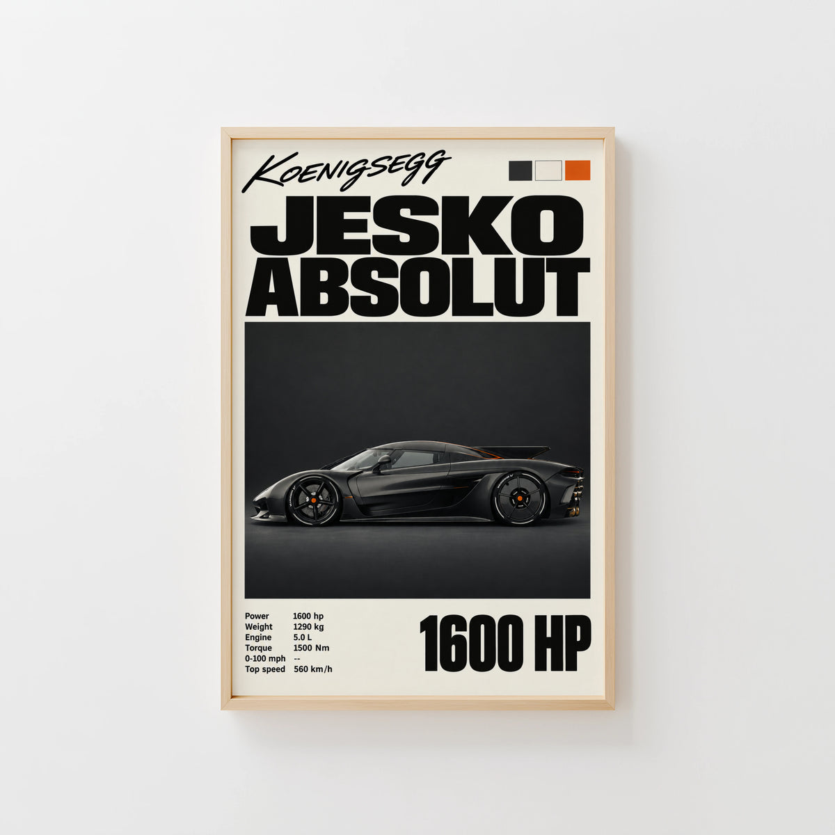 Vintage Koenigsegg Jesko Absolut Print, Car Wall Art