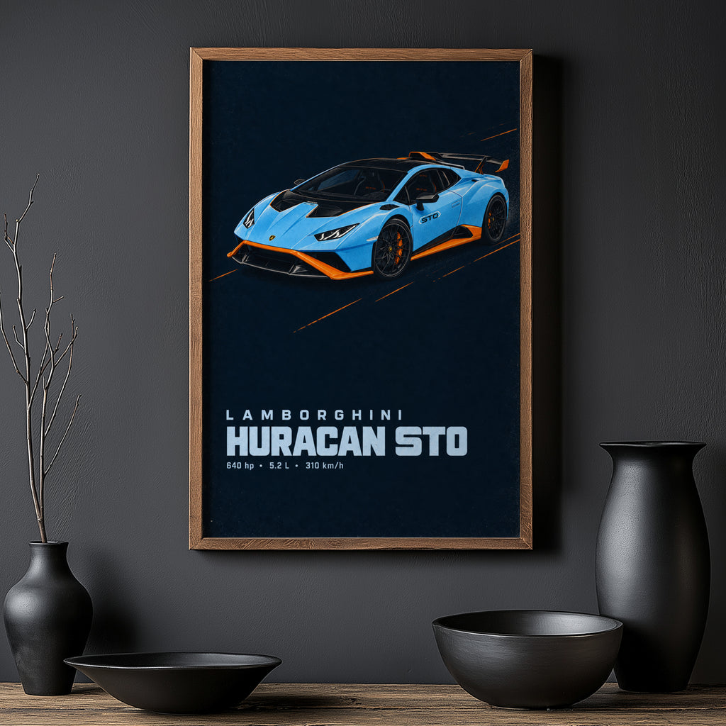 Vintage Lamborghini Huracan STO Print Car Art