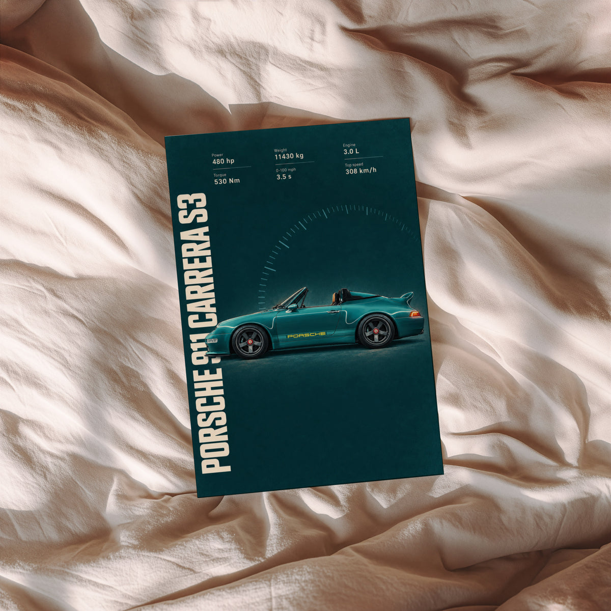 Vintage Porsche 911 Carrera S3 Print, Car Wall Art