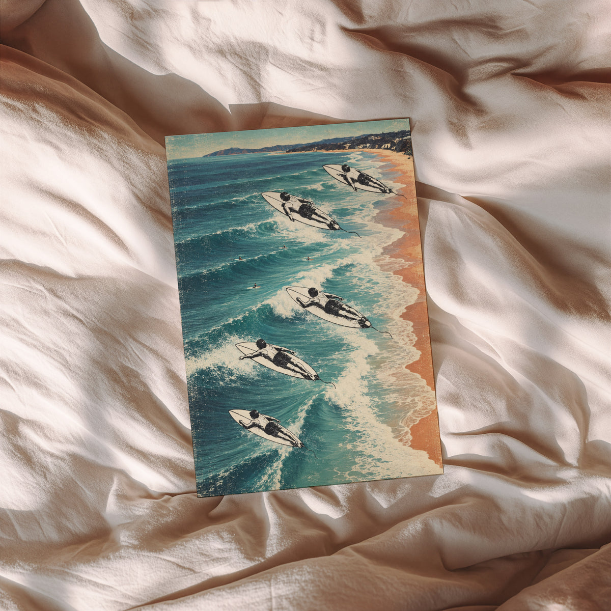 Vintage Surf Print Poster, Biarritz Beach Wall Art