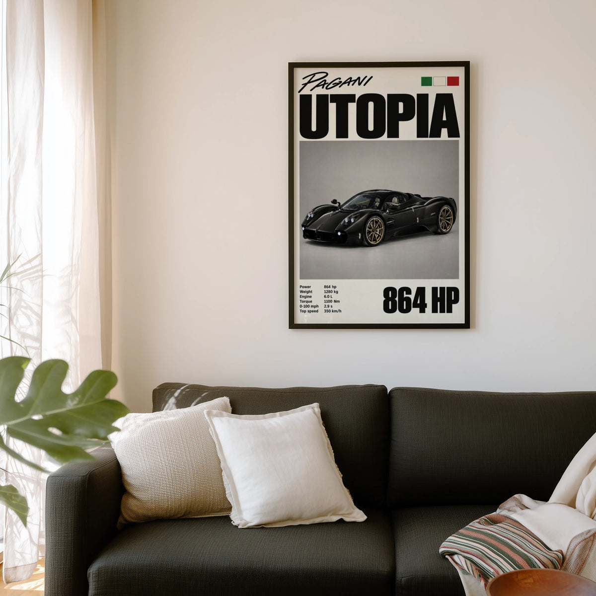 Vintage Pagani Utopia Print, Supercar Wall Art