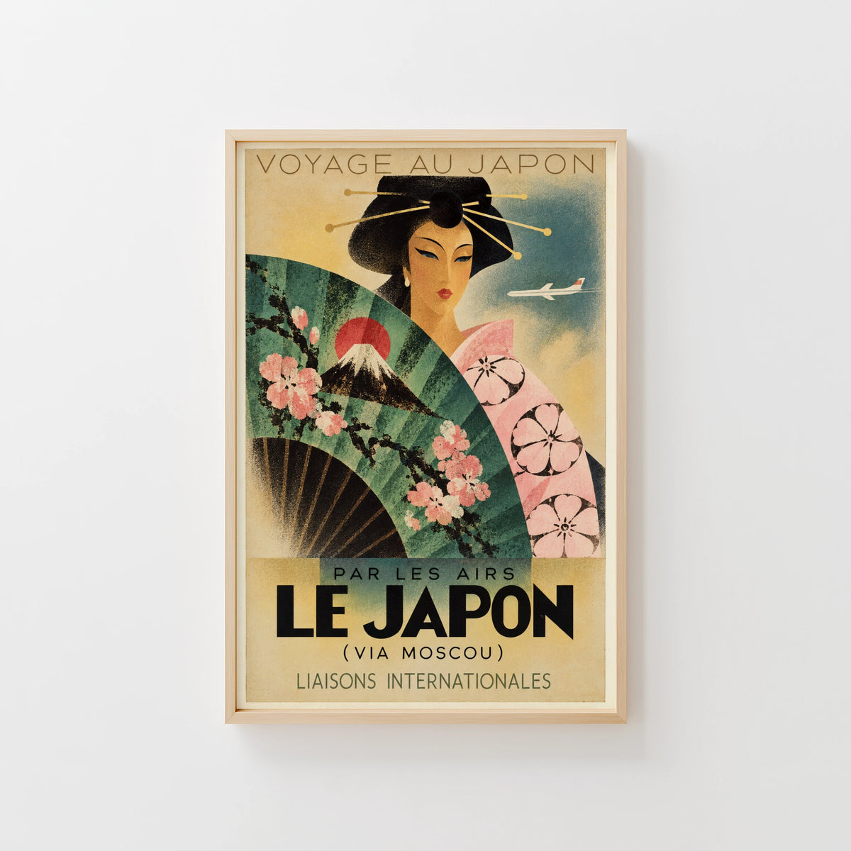 Vintage Japan Travel Poster, Art Deco Wall Art, Print