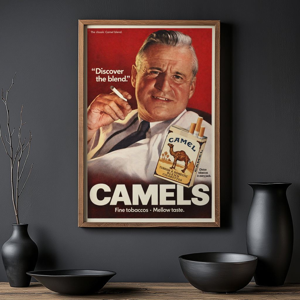 Vintage Camel Cigarettes Poster, Retro Advert Wall Art
