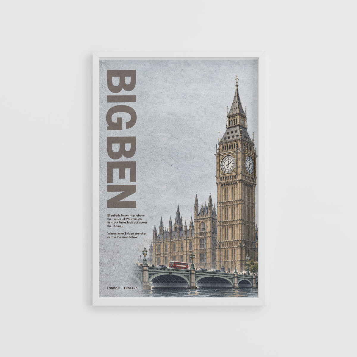 Vintage Big Ben London Poster, Westminster Wall Art Print