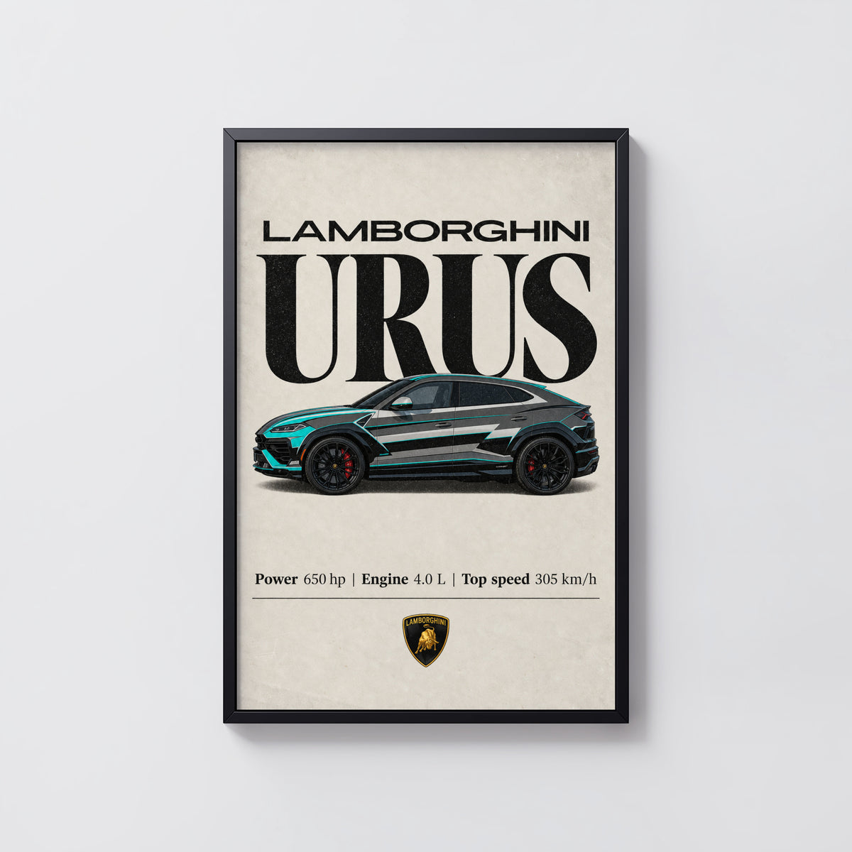 Vintage Lamborghini Urus Print, Supercar Wall Art