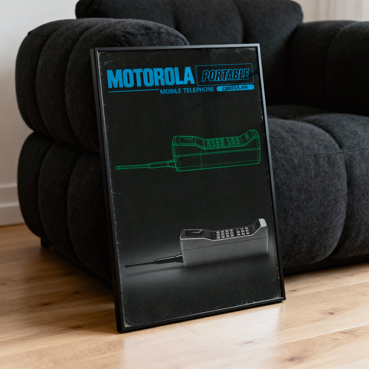 Vintage Motorola Phone Poster, Retro Tech Wall Art, Print