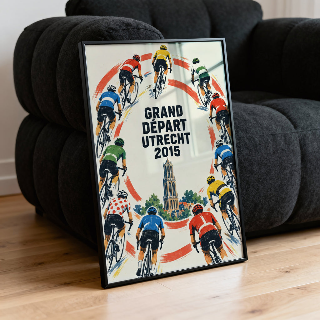 Vintage Utrecht Cycling Poster, Dom Tower Wall Art Print