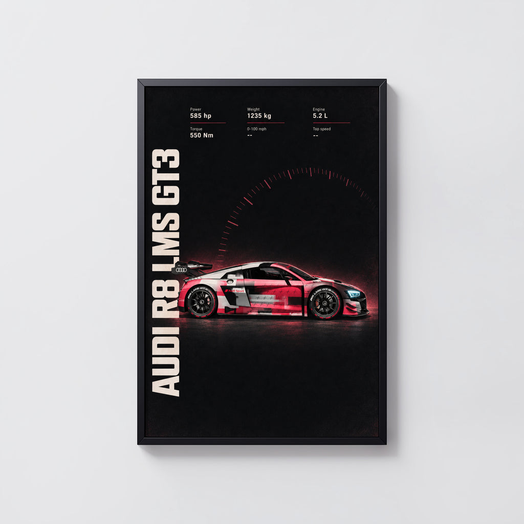Vintage Audi R8 LMS GT3 Print, Race Car Wall Art