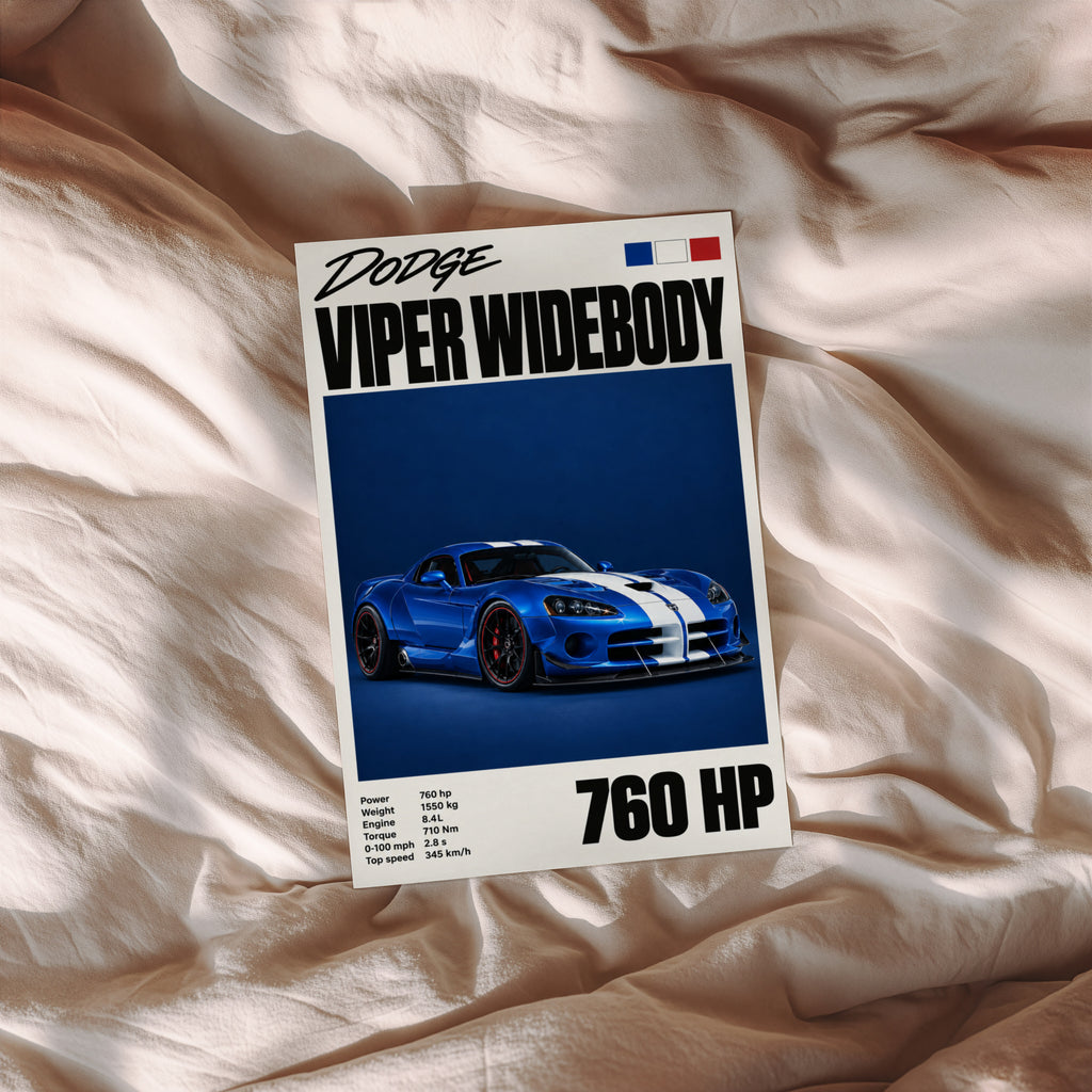 Vintage Dodge Viper Print, Car Wall Art