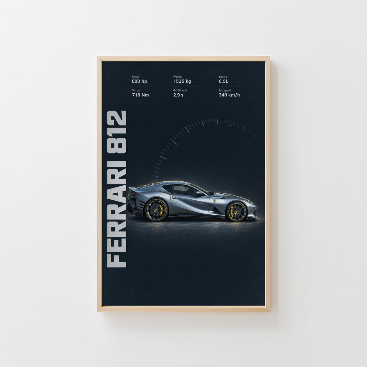 Vintage Ferrari 812 Print, Supercar Wall Art