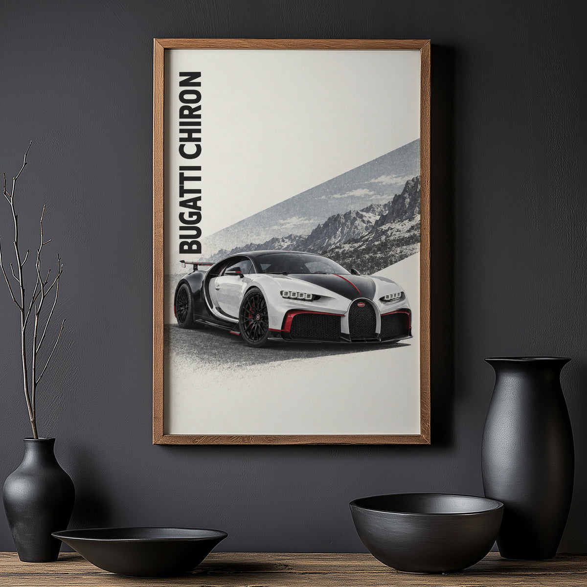 Vintage Bugatti Chiron Print, Supercar Wall Art
