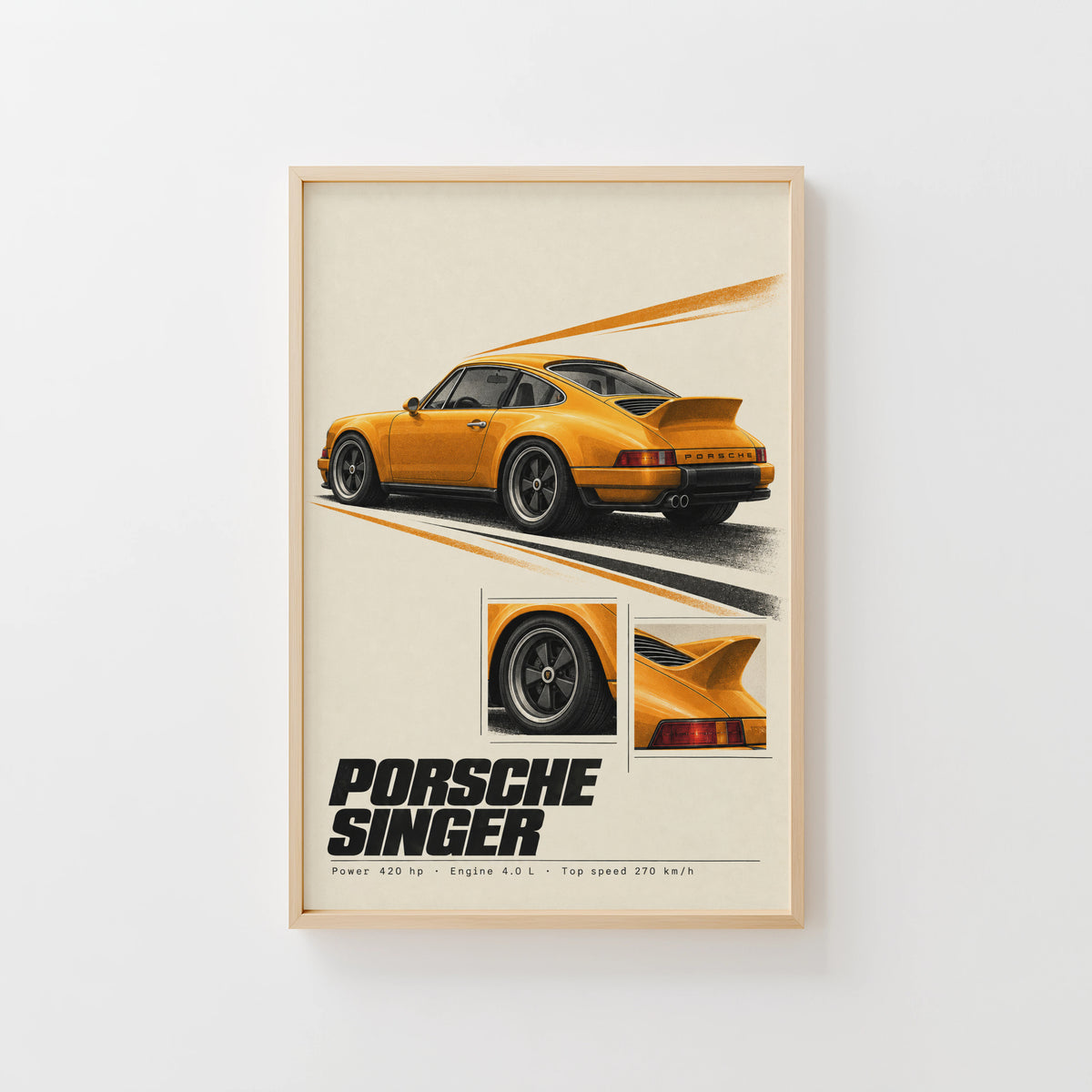 Vintage Porsche Singer Print, Car Wall Art