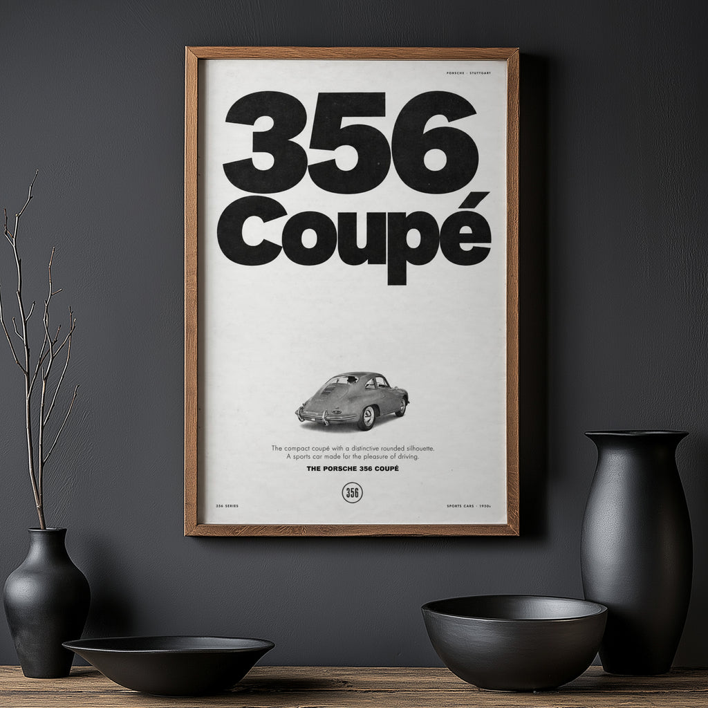 Vintage Porsche 356 Coupe Poster, Car Wall Art, Print