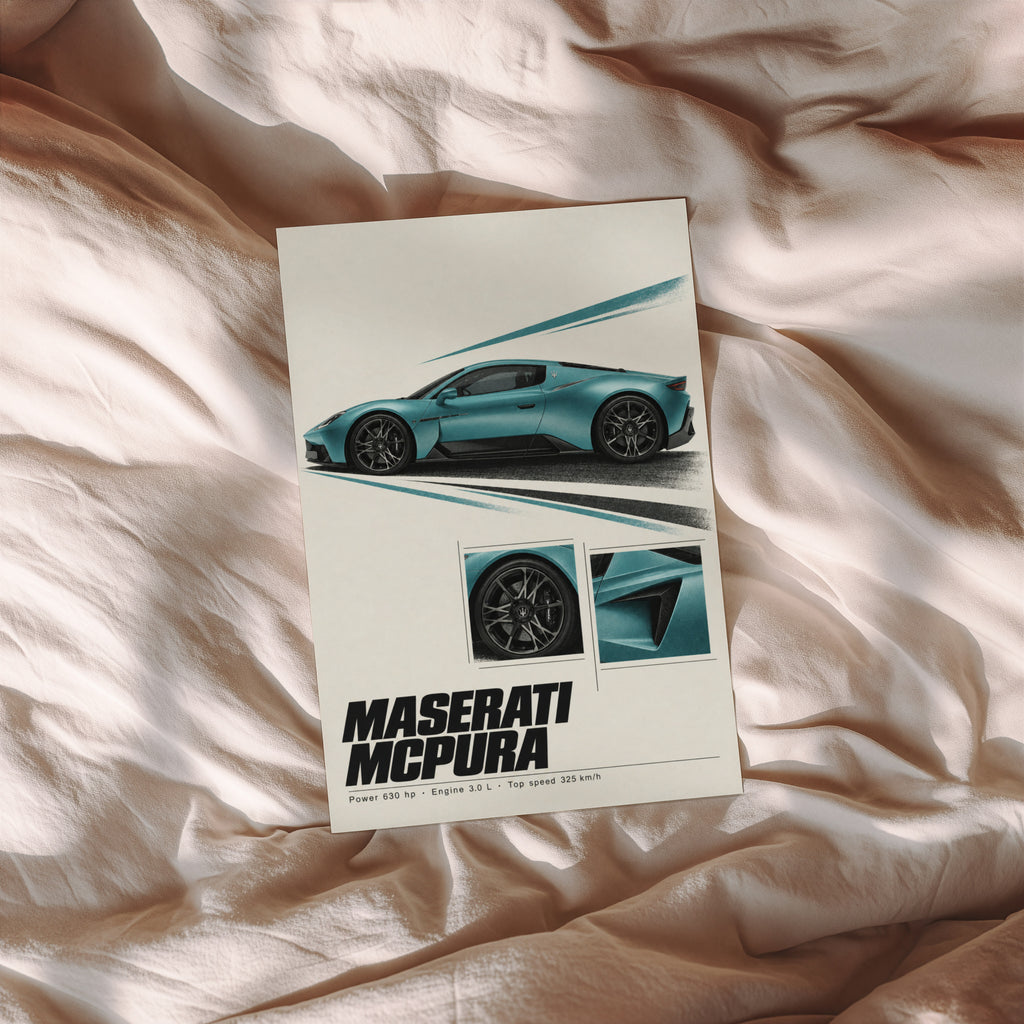 Vintage Maserati MCPura Print, Car Wall Art