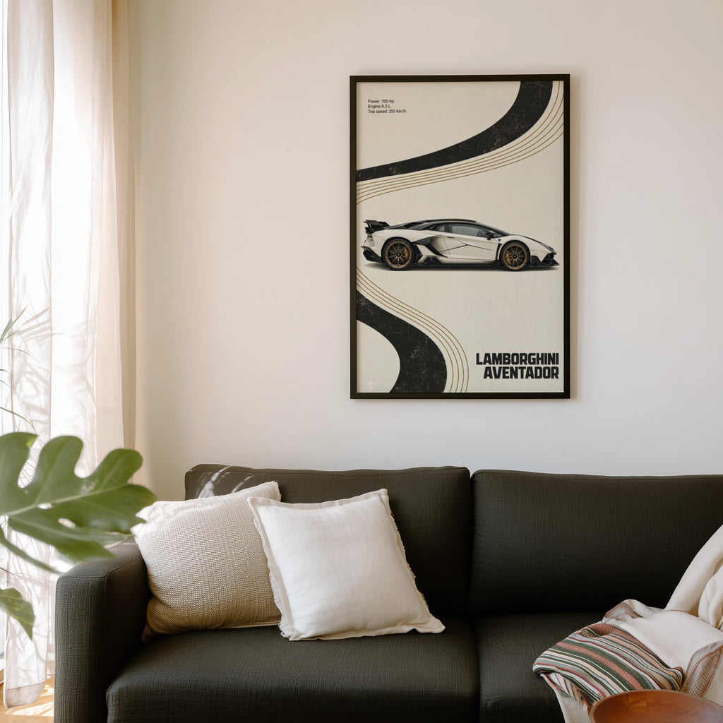 Vintage Lamborghini Aventador Print, Car Poster