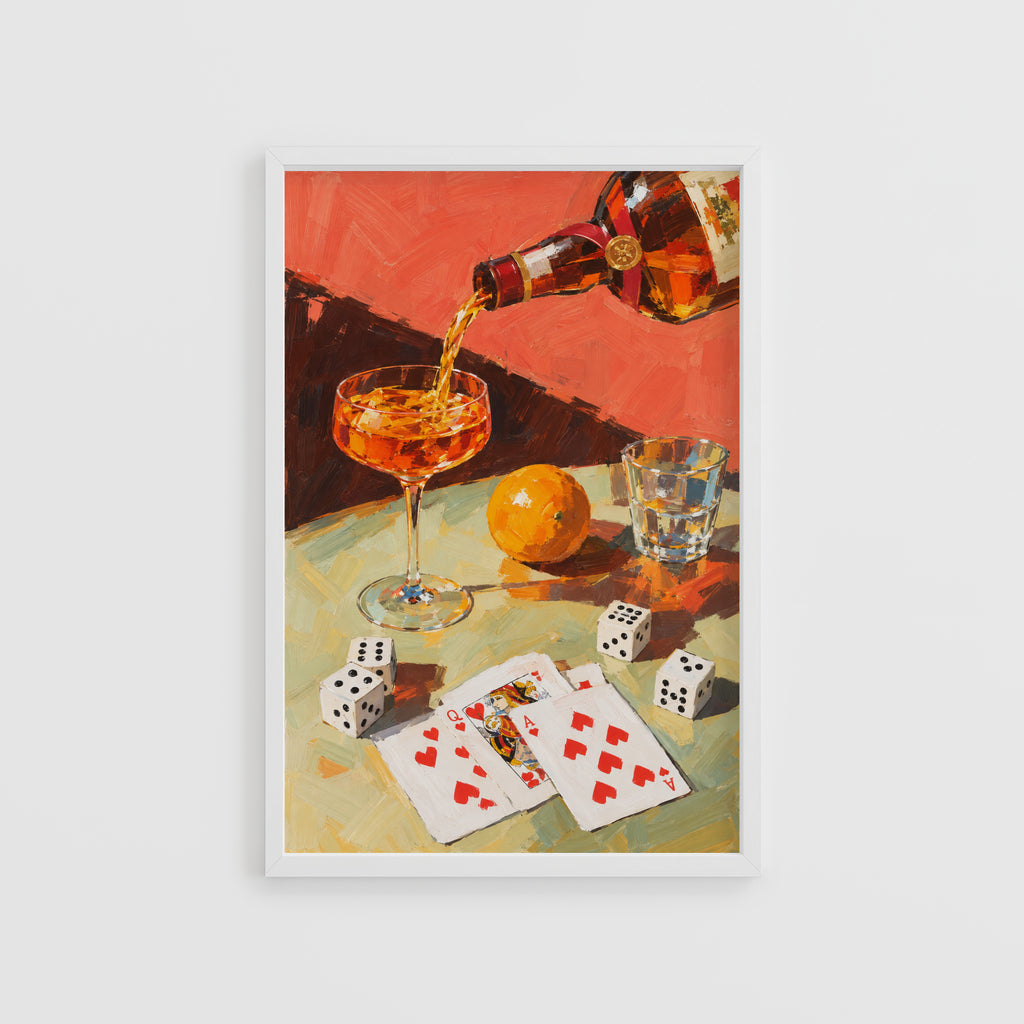Vintage Cocktail Print Poster, Orange Liqueur Wall Art