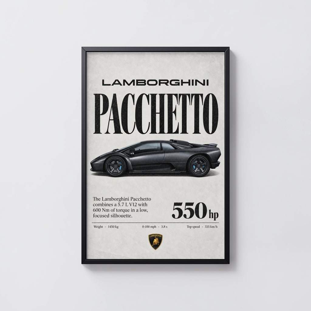 Vintage Lamborghini Print, Supercar Wall Art
