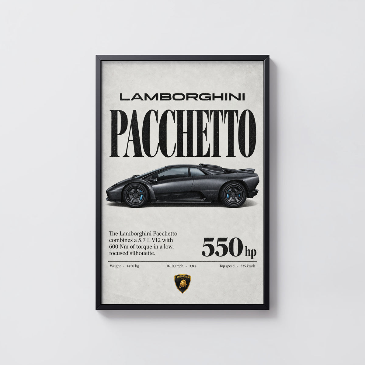 Vintage Lamborghini Print, Supercar Wall Art