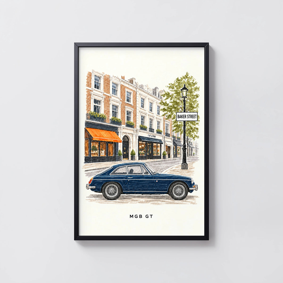 Vintage MGB GT Baker Street London Wall Art Print