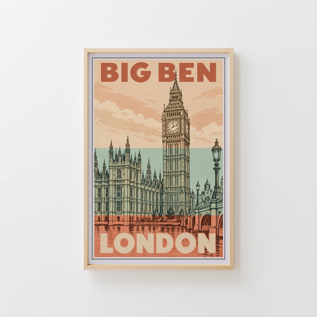 Vintage Big Ben London Poster, Retro Wall Art, Print
