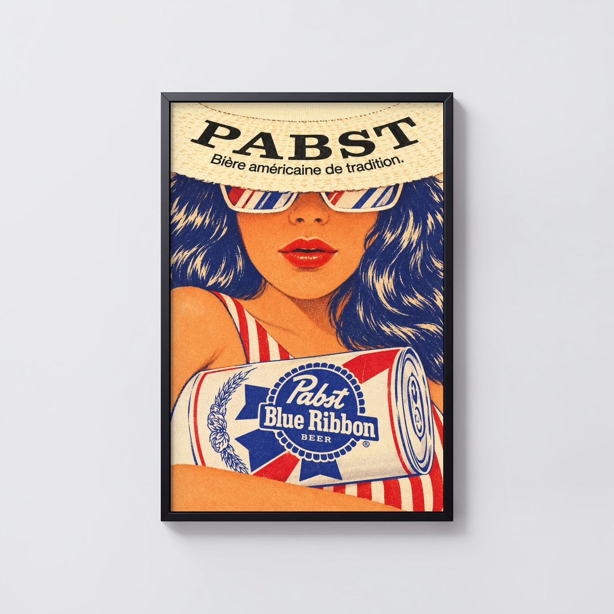 Vintage Pabst Blue Ribbon Beer Print, Retro Poster