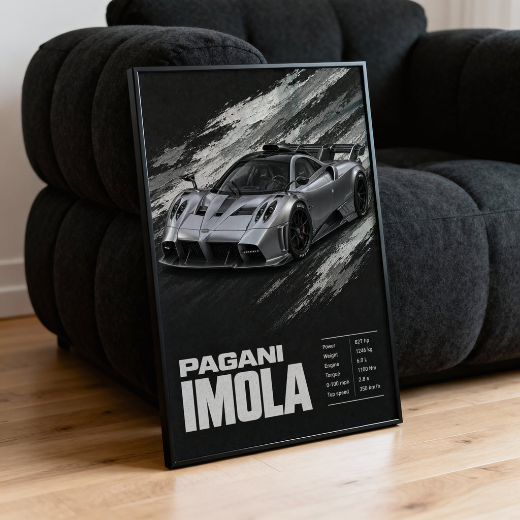 Vintage Pagani Imola Print, Supercar Wall Art