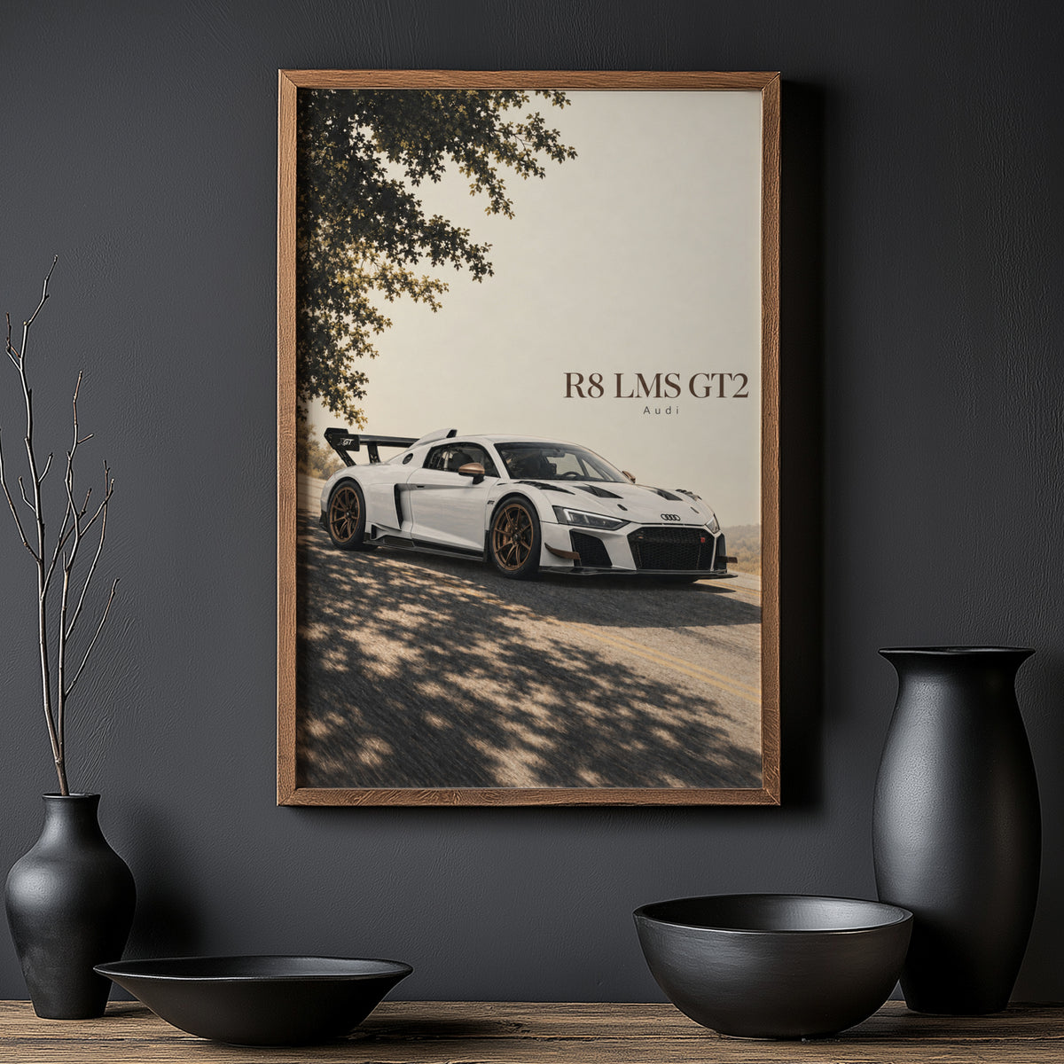 Vintage Audi R8 LMS GT2 Print, Racing Car Wall Art