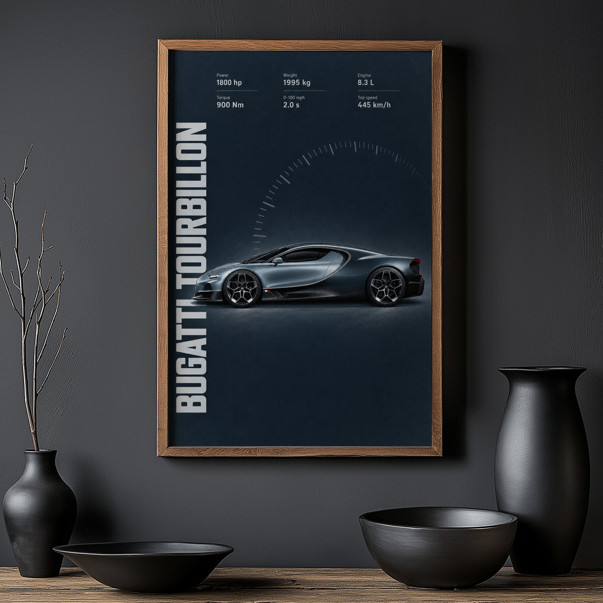 Vintage Bugatti Tourbillon Print, Supercar Wall Art