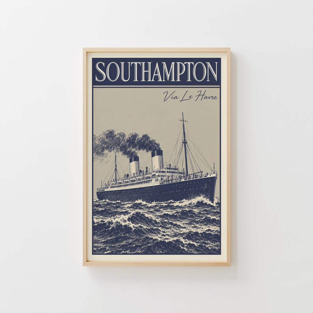 Vintage Southampton Ocean Liner Poster, Steamship Wall Art