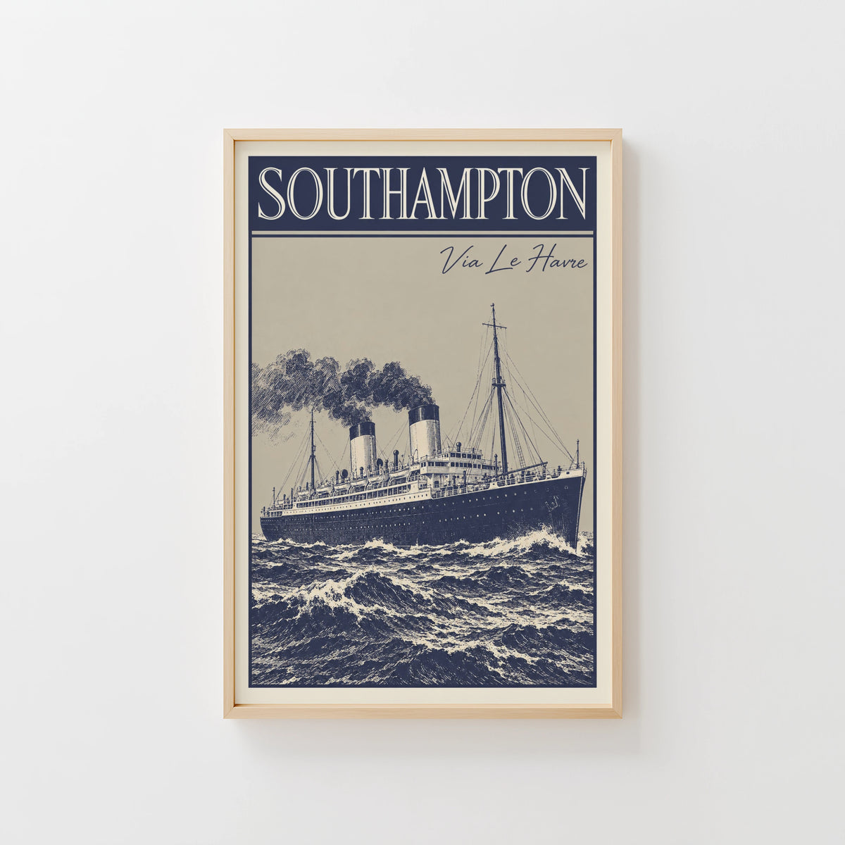 Vintage Southampton Ocean Liner Poster, Steamship Wall Art