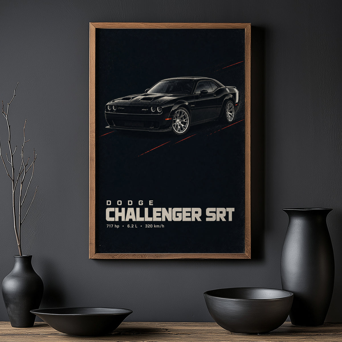 Vintage Dodge Challenger SRT Print, Muscle Car Art