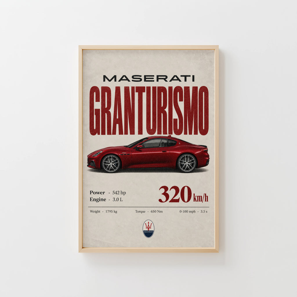 Vintage Maserati GranTurismo Print, Car Wall Art