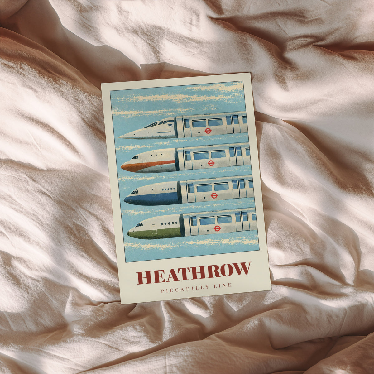 Vintage Heathrow Poster, Piccadilly Line London Print