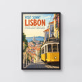 Vintage Lisbon Tram Poster, Portugal Wall Art, Travel Print
