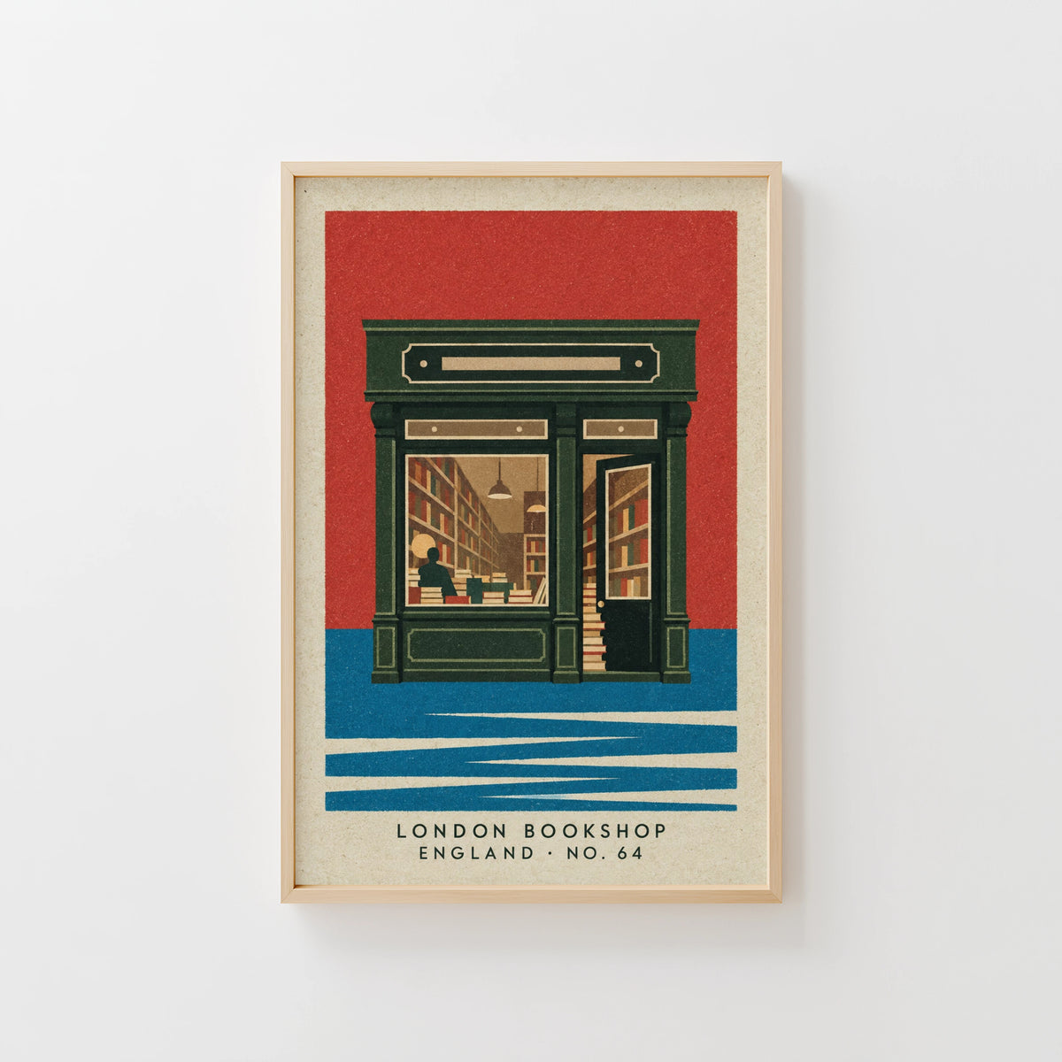 Vintage London Bookshop Poster, Bookstore Wall Art, Print