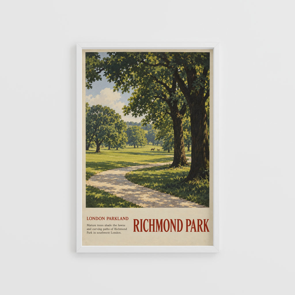 Vintage Richmond Park London Poster, Parkland Print