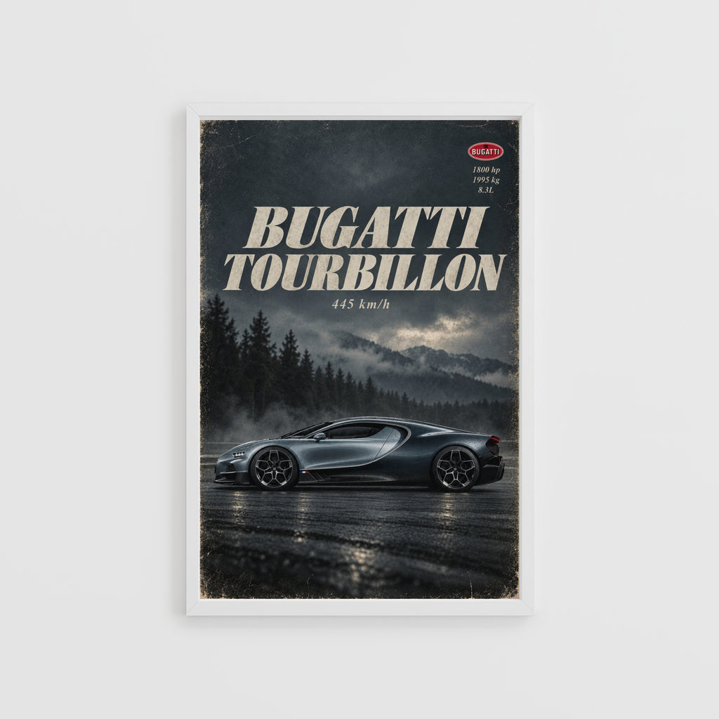 Vintage Bugatti Tourbillon Print, Supercar Wall Art