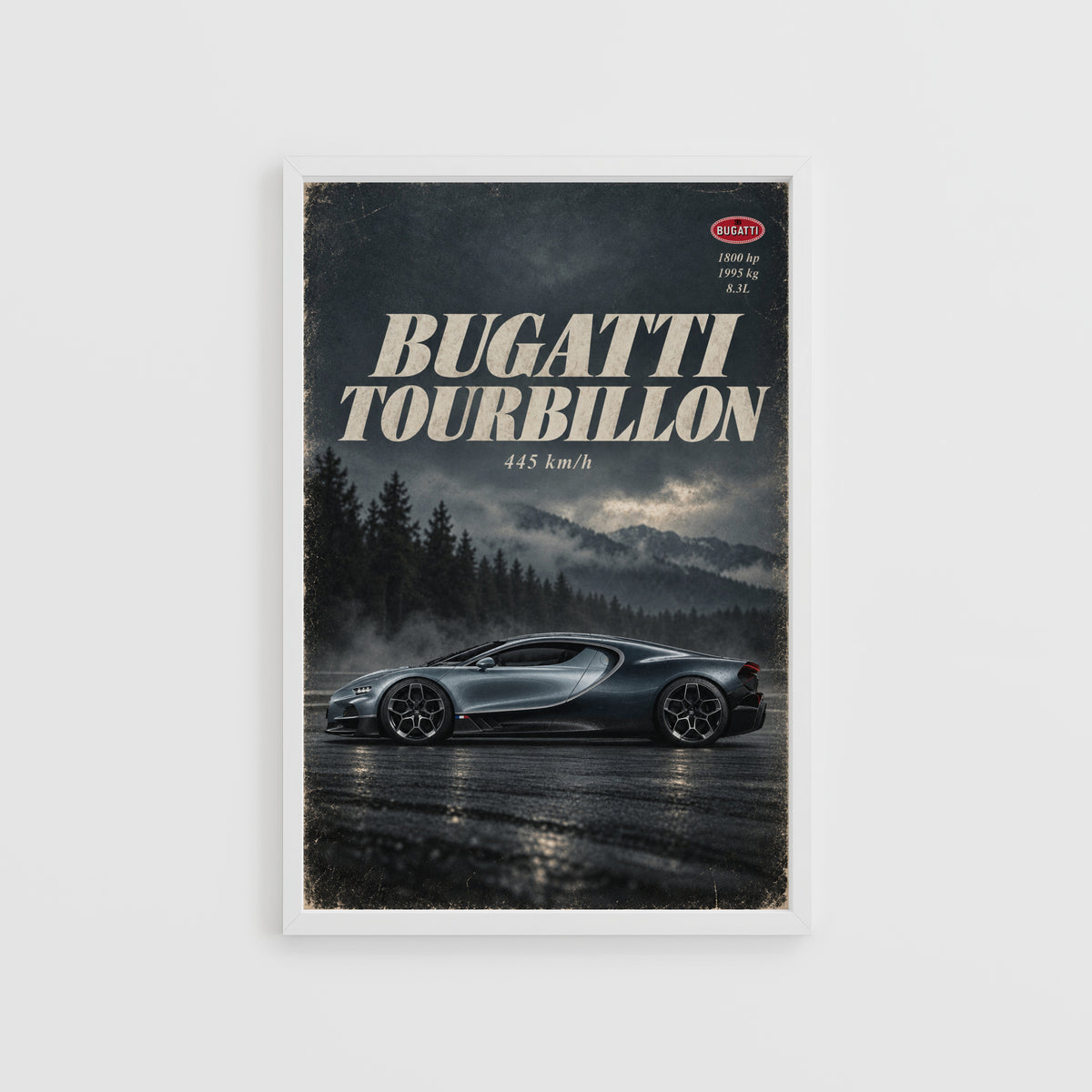 Vintage Bugatti Tourbillon Print, Supercar Wall Art