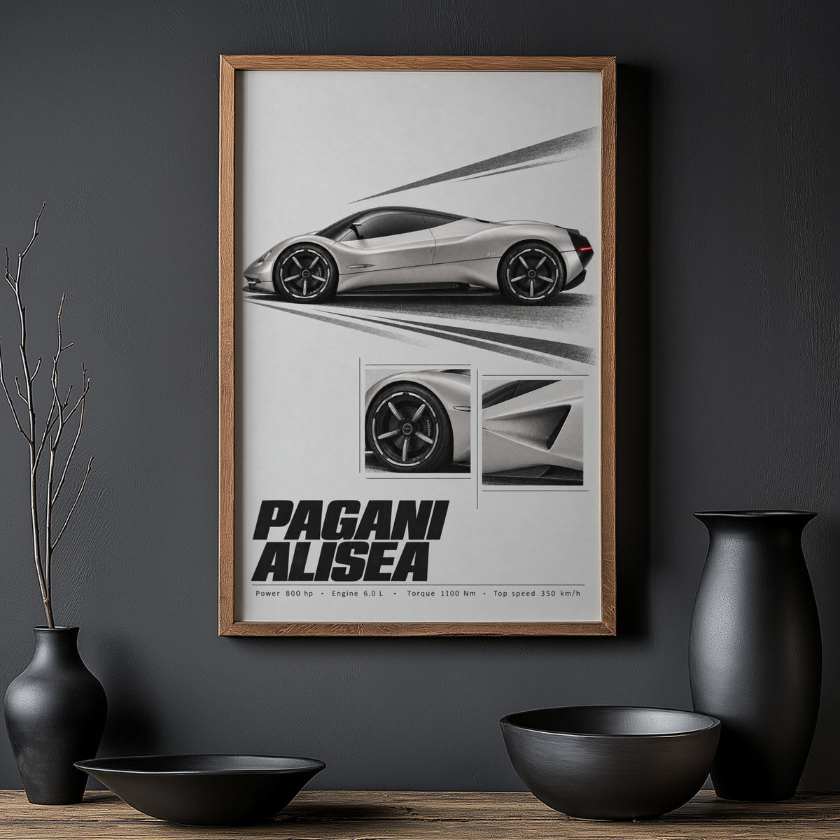 Vintage Pagani Alisea Print, Car Poster, Supercar Art