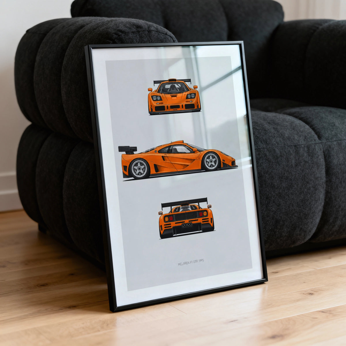 Vintage McLaren F1 GTR 1995 Three-View Wall Art Print