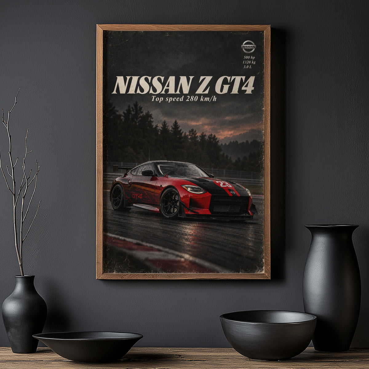 Vintage Nissan Z GT4 Print, Racing Car Wall Art