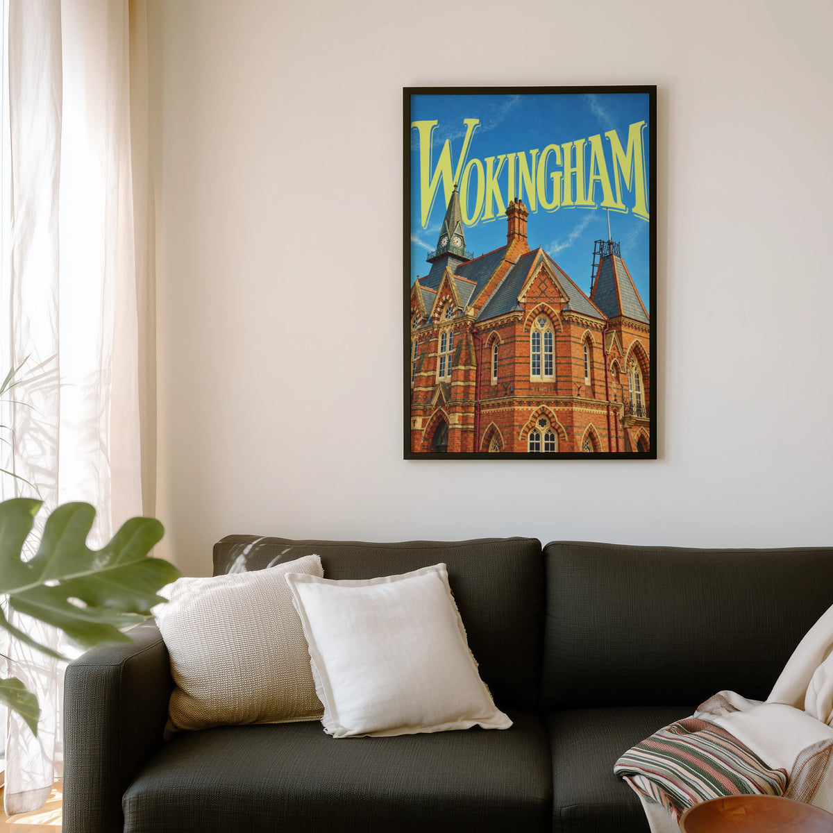 Vintage Wokingham Poster, Town Hall Wall Art, England Print